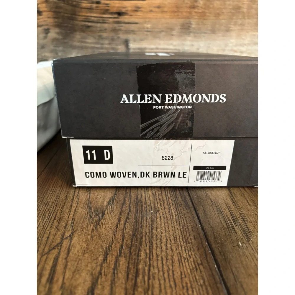 Allen Edmonds Como Woven Dark Brown Leather Penny Loafers 8228 Mens 11 D